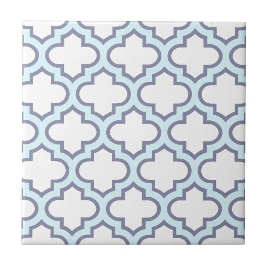 Elegant Light Blue Moroccan Quatrefoil Pattern Tegeltje (Voorkant)