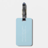 Elegant Light Blue Script Name Persoonlijk Bagagelabel (Achterkant verticaal)