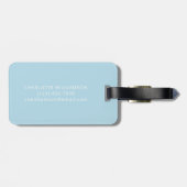 Elegant Light Blue Script Name Persoonlijk Bagagelabel (Achterkant horizontaal)