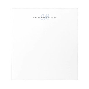Elegant Light Blue Two Letter Initiaal Monogram Notitieblok