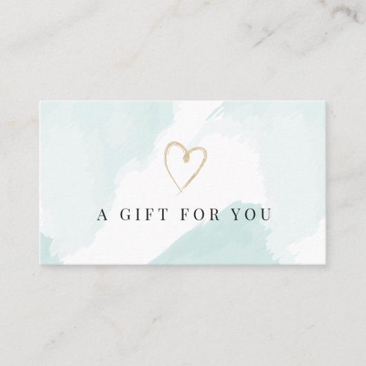 Elegant Light Blue Waterverf Cadeaubon Visitekaartje (Voorkant)