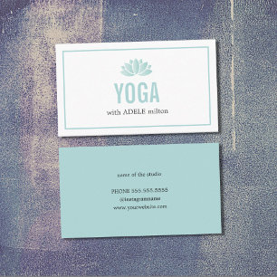 Elegant Light Blue White Lotus Yoga Instructor Visitekaartje