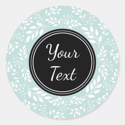 Elegant Light Blue Wreatalized Text Ronde Sticker (Voorkant)
