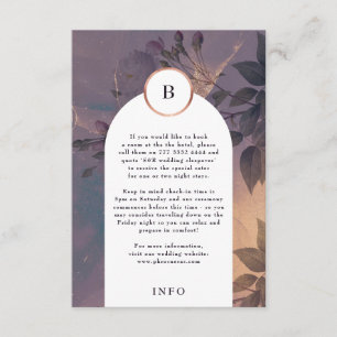 Elegant Light Boho Floral Arch Roos Gold Wedding Informatiekaartje