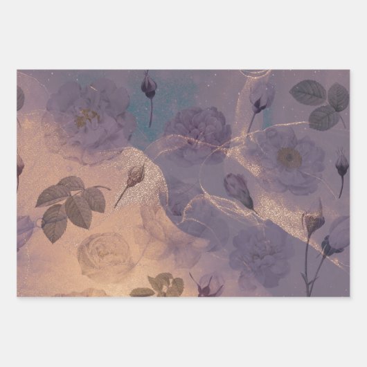 Elegant Light Boho Floral Paars Fantasy Botanical Inpakpapier Vel (Voorkant 2)