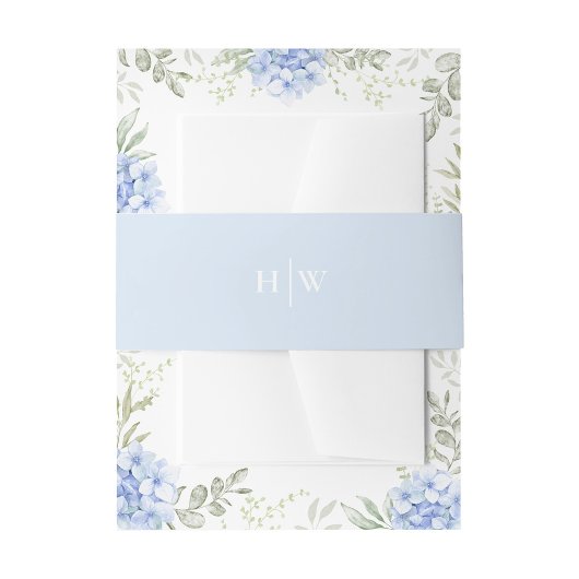 Elegant Light Dusty Blue Wedding Monogram Uitnodigingen Wikkel