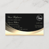 Elegant Light Gold en Black met Logo Diamond Visitekaartje (Achterkant)
