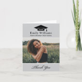 Elegant Light Gray Personalized Afstuderen Foto Bedankkaart (Voorkant)