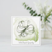 Elegant Light Green White Lily Sympathcard (Staand voorkant)