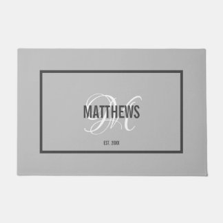 Elegant light grijs script monogram naam bruiloft deurmat