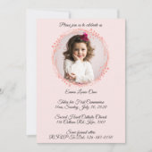 Elegant Light Pink 1st Holly Commune Kaart (Voorkant)