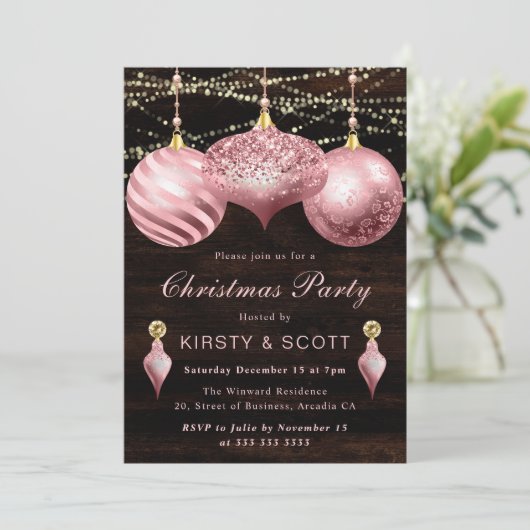 Elegant Light Roze kerstsieromwisseling Kaart (Staand voorkant)