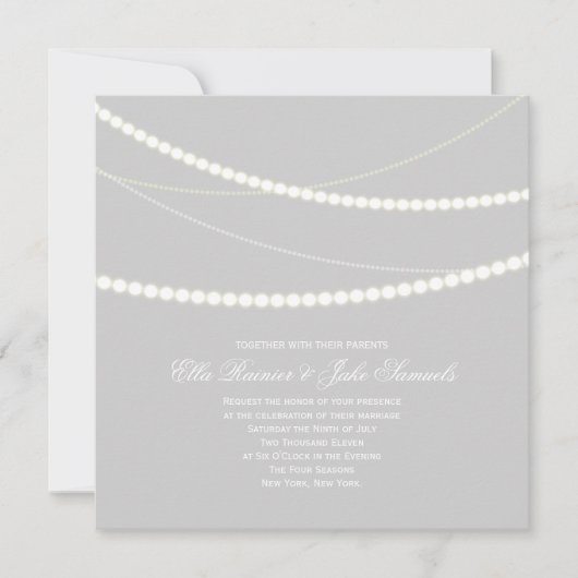 Elegant Light Strings Wedding Invite Kaart (Voorkant)