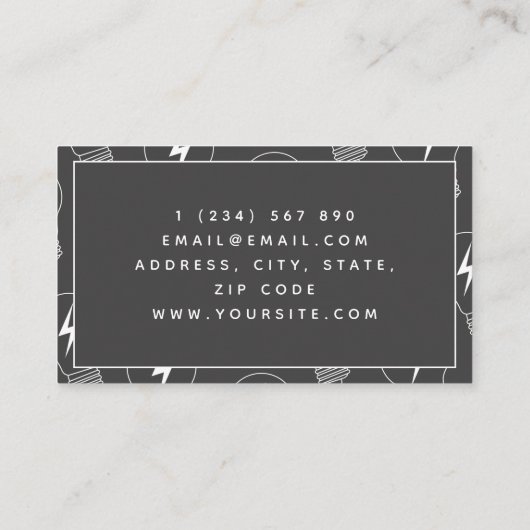 Elegant lightbulb Pattern Electricilicationonderho Visitekaartje (Achterkant)