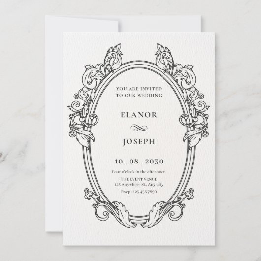  Elegant lijst Art bruiloft foto Kaart (Voorkant)