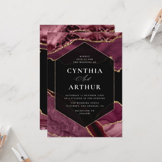 elegant lijst bogundy en goudbruinbruin kaart (Voorkant / Achterkant in situ)