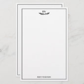 Elegant Lijst & Curved Greenery Monogram Briefpapier (Voorkant / Achterkant)