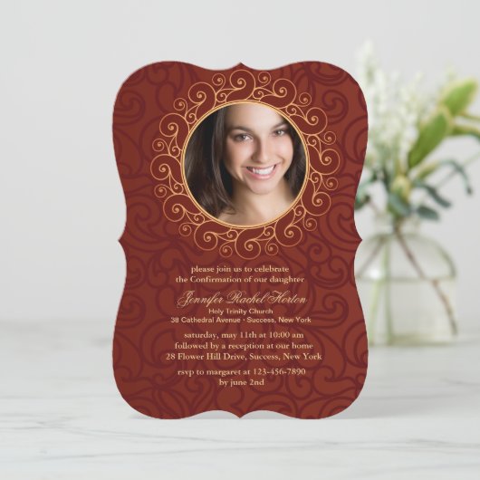 Elegant Lijst Foto Bevestiging Uitnodiging (Staand voorkant)