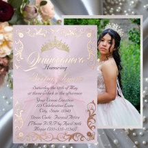 Elegant lijst & foto op pastelroze Quinceanera
