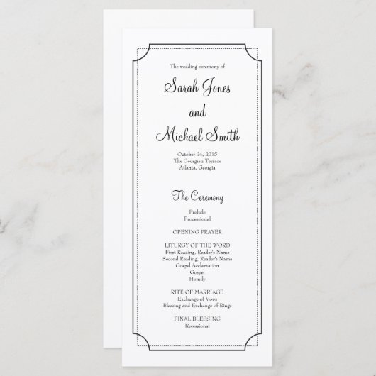 Elegant Lijst huwelijksprogramma Programma (Voorkant / Achterkant)