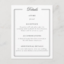 Elegant Lijst Monogram Bruiloft Informatiekaartje