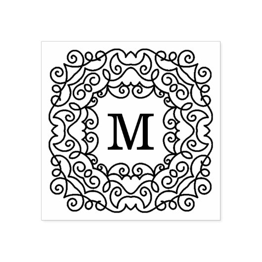 Elegant Lijst Monogram Rubberstempel (Afrduk)