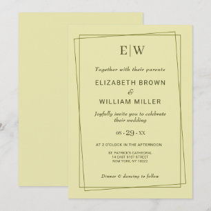 Elegant Lijst op Celestial Yellow Monogram Wedding Kaart