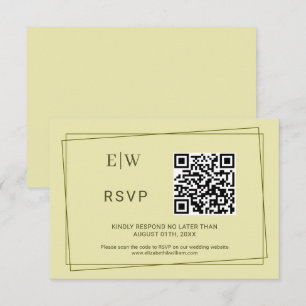 Elegant Lijst op Celestial Yellow Monogram Wedding RSVP Kaartje