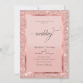 Elegant Lijst Roos Gouden Glitter Kaart (Voorkant)