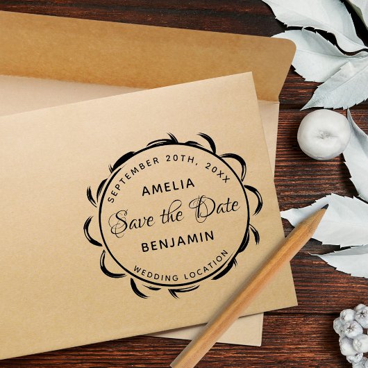 Elegant Lijst Typography Wedding Save the Date Rubberstempel