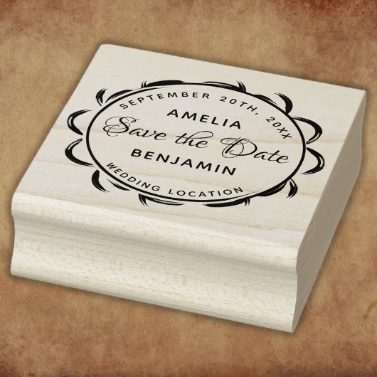 Elegant Lijst Typography Wedding Save the Date Rubberstempel