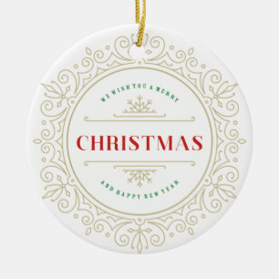 Elegant Lijst Vakantie Groet Keramisch Ornament