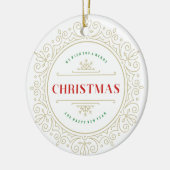 Elegant  Lijst Vakantie Groet Keramisch Ornament (Links)