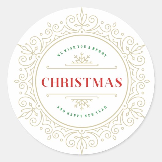 Elegant Lijst Vakantie Groet Ronde Sticker (Voorkant)