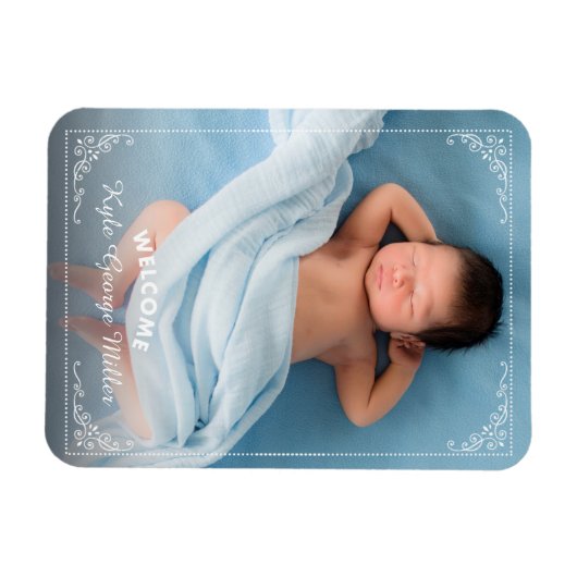 Elegant Lijst Welkomstkondiging geboorte Magneet (Horizontaal)