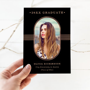 Elegant Lijst   Zwart Roos Gold Photo-Afstuderen Aankondiging