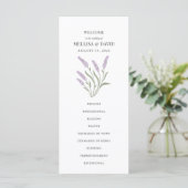 Elegant Lila Bloemen Trouwprogramma Menu (Staand voorkant)