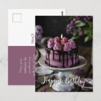 Elegant Lila Cake Birthday Greeting