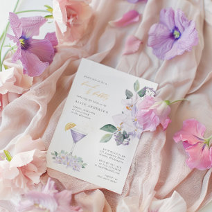 Elegant Lila Floral Brunch en Bubble Vrijgezellenf Kaart