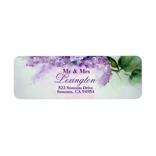 Elegant Lila Flowers Address Return Labels (Voorkant)
