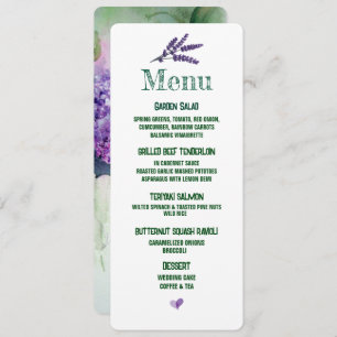 Elegant Lila Flowers Wedding Menu Kaart