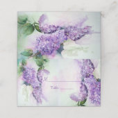 Elegant Lila Flowers Wedding Place Card (Buitenkant ongevouwen)