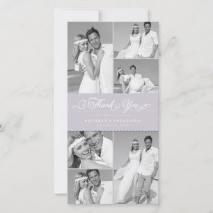 Elegant Lila gescand Band 6 Foto Chic Wedding Bedankkaart