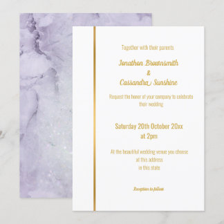 ELEGANT LILA GOLD WEDDING INVITATION KAART