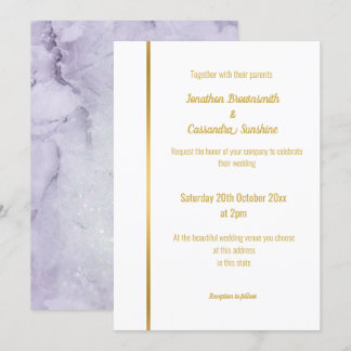 ELEGANT LILA GOLD WEDDING INVITATION KAART
