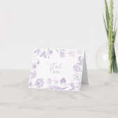 Elegant Lila Lavendel Bloemen Baby shower Bedankkaart (Voorkant)
