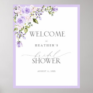 Elegant Lila Lavender Floral Shower Welkom Poster
