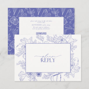 Elegant Lila Lavender Floral Wedding QR Code RSVP Kaartje