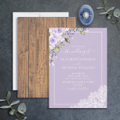 Elegant Lila Lavender Rustic Wood Wedding Kaart