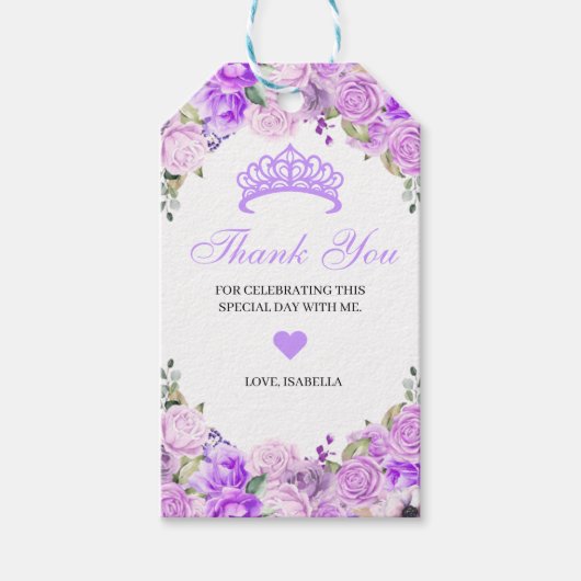 Elegant Lila Paars Floral Hartelijk dank Cadeaulabel (Voorkant)